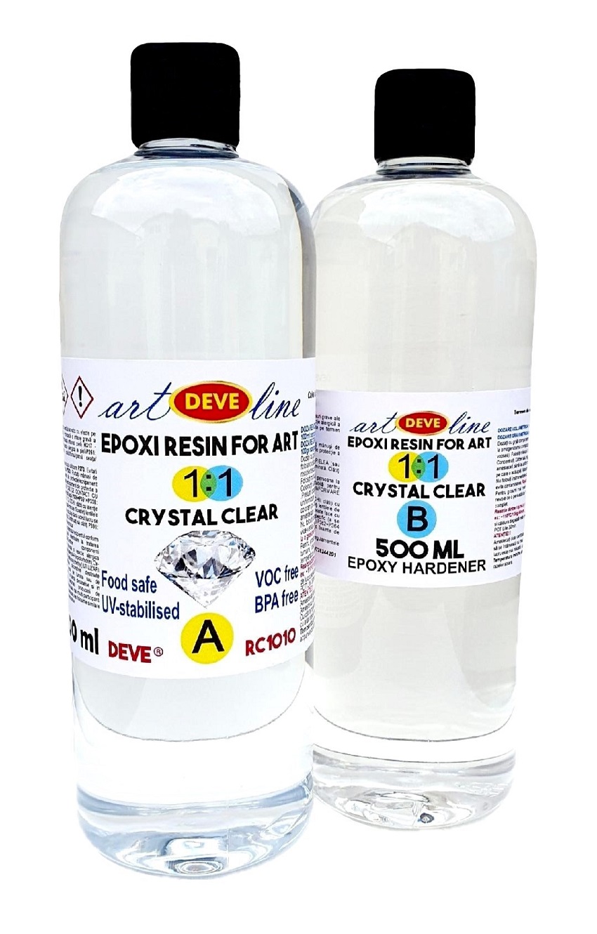 RASINA EPOXIDICA RESIN ART CRYSTAL CLEAR - RESIN ART CRYSTAL CLEAR 1:1  500 ML + 500 ML